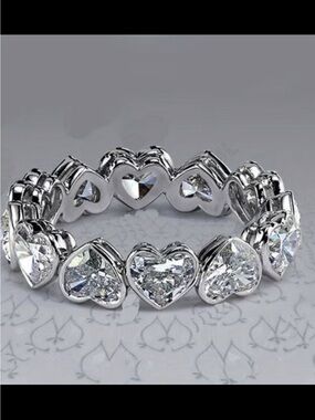 Affordable Fashion Finds Silver Heart CZ Eternity Band